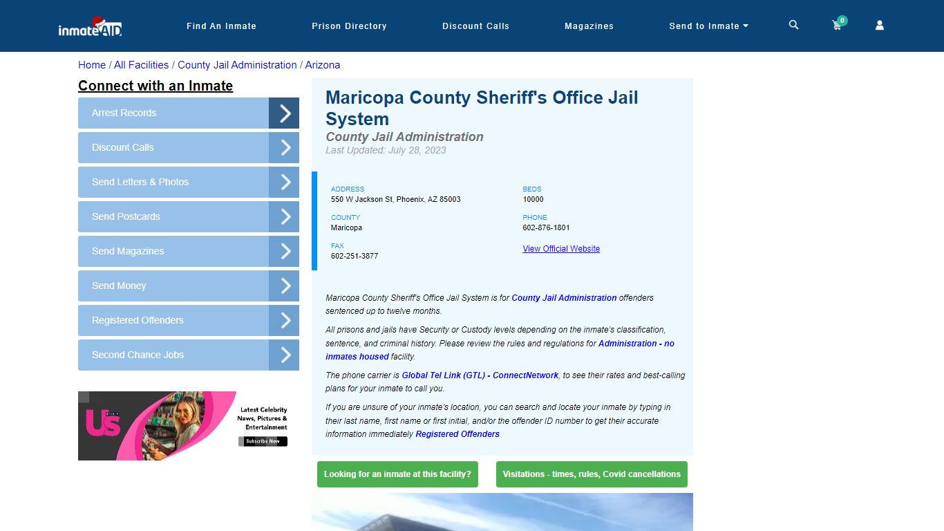 Maricopa County Sheriff's Office Jail System - InmateAid